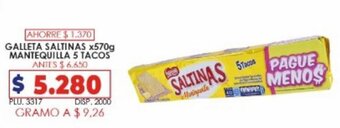Surtifamiliar Galleta Saltinas x570g Mantequilla 5 Tacos oferta