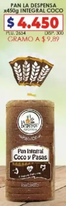Surtifamiliar Pan La Despensa x450g Integral Coco oferta