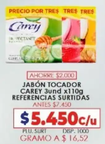 Jabón Tocador Carey 3Und x 110g Referencias Saturdas