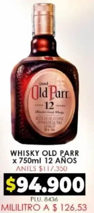 Surtifamiliar Whisky Old Parr x 750ml 12 Años oferta