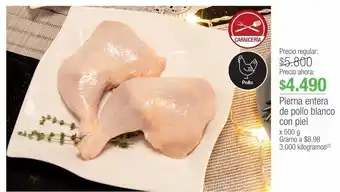 Jumbo Pierna entera de pollo blanco con piel x 500 g oferta