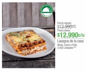 Jumbo Lasagna de la casa mixta, carne o pollo oferta