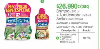 Jumbo Shampoo x 550 ml + acondicionador x 530 ml savital oferta