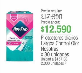 Jumbo Protectores diarios largos control olor nosotras x 80 unidades oferta
