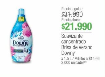 Jumbo Suavizante concentrado brisa de verano downy x 1.5 l oferta