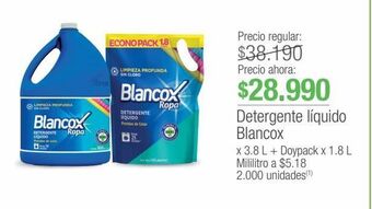 Jumbo Detergente líquido blancox x 3.8 l + doypack x 1.8 l oferta
