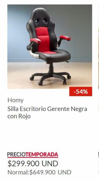 Homecenter Homy Silla Escritorio Gerente Negra con Rojo oferta