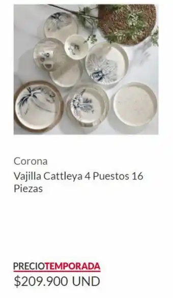 Homecenter Corona Vajilla Cattleya 4 Puestos 16 Piezas oferta