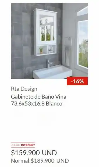Homecenter RTA Design Gabinete de Baño Vina Blanco 73.6 x 53 x 16.8 oferta