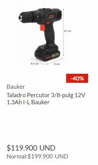 Homecenter Bauker Taladro Percutor 3/8 - plug 12V oferta