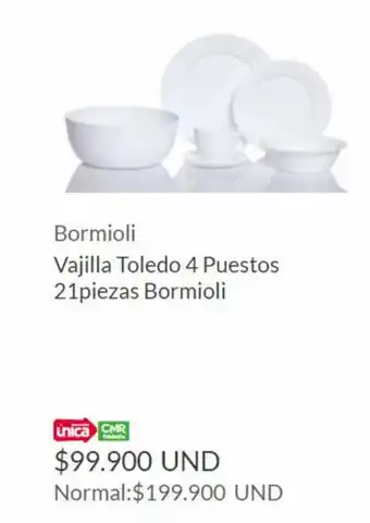 Homecenter Bormioli Vajilla Toledo 4 Puestos 21 Piezas oferta