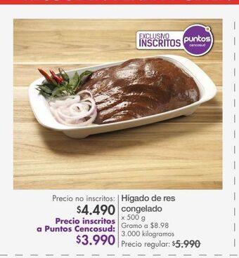 Metro Hígado de res congelado oferta