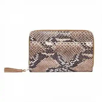 Bon-Bonite Billetera color caramelo en cuero estampado imitación pitón oferta