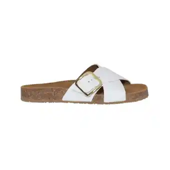 Bon-Bonite Sandalia tipo mule color blanco crema en cuero granito oferta