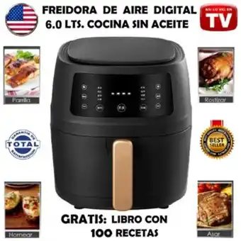 Linio Freidora aire 5.0 litros, digital,1.800w, x home tecnología americana. oferta