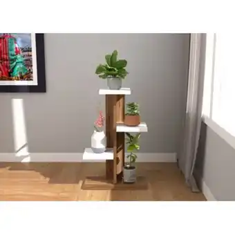 Linio Mesa auxiliar para plantas sl1101 green roble blanco oferta