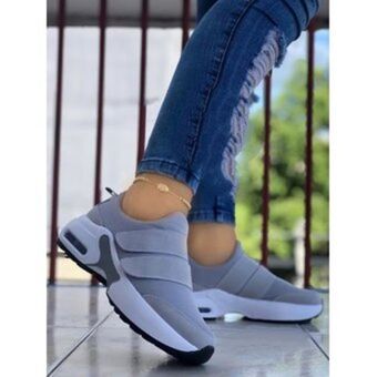 Linio Tenis gris doble cierre mágico dama zapatos mujer lindos de moda y estilo oferta
