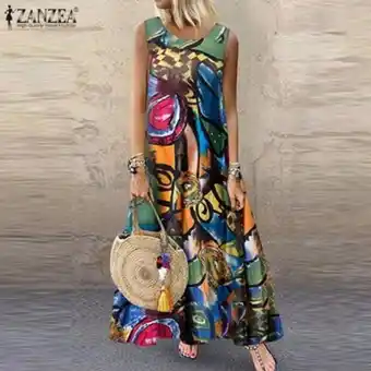 Linio Vestido cuello redondo zanzea para mujer-verde oferta