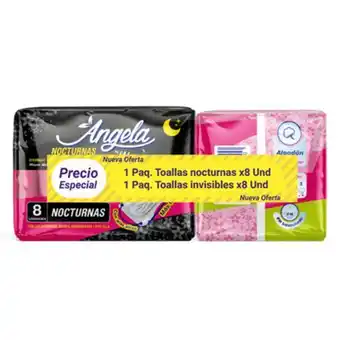MegaTiendas Toallas higiénicas angela nocturna x 8 unds + toalla x 15 unds oferta