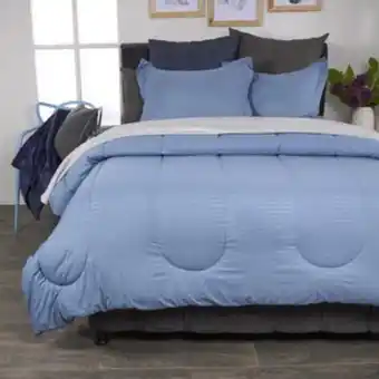 Brissa Plumón más fundón para almohada en tela embosada azul denim oferta