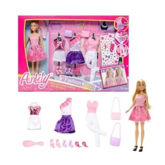 Alkosto Muñeca con accesorios de ropa y carteras 29 cm anlily oferta