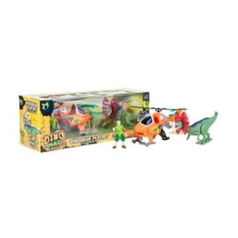 Alkosto Set dinosaurio dilophosaurus dino mat con vehículo helicóptero happy line oferta