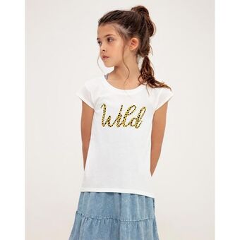 Los Tres Elefantes Camiseta blanca estampada niña oferta