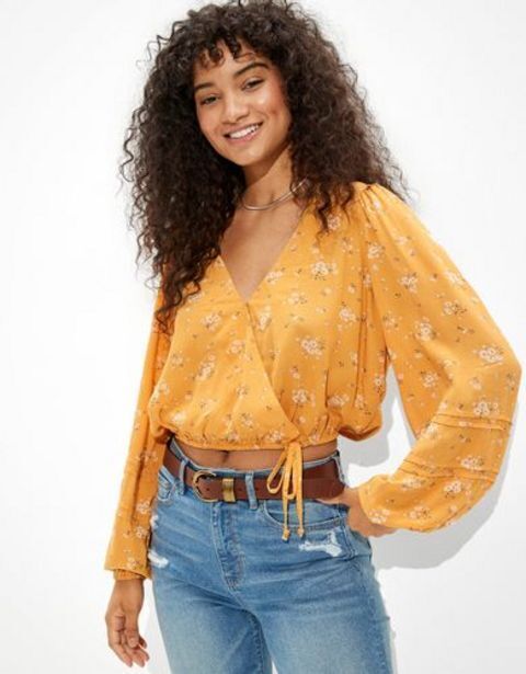 American Eagle Top cruzado ae con cintura anudada oferta