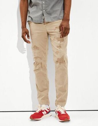 American Eagle Pantalón slim ae flex lived-in khaki con parches oferta