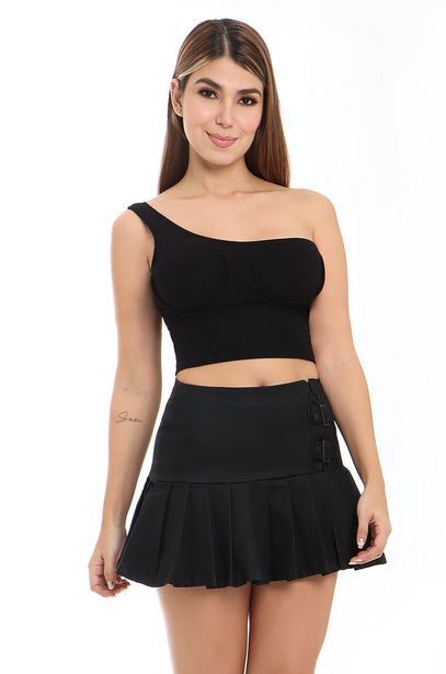Joystaz Jeans Falda efecto cuero, tiro medio, prenses y hebillas oferta