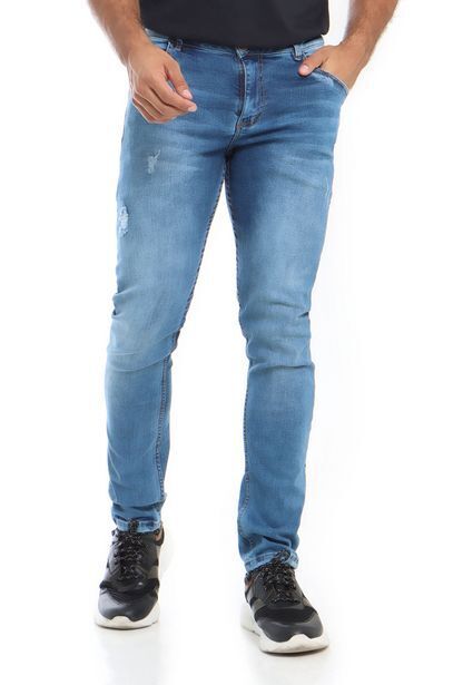 Joystaz Jeans Jean skinny fit, con detalles en destroyer, cuatro bolsillos, un botón, color azul con proceso oferta