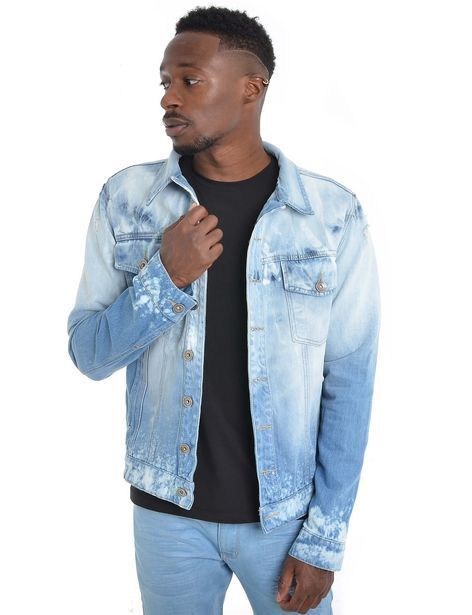 Joystaz Jeans Chaqueta de hombre en denim con proceso textil oferta