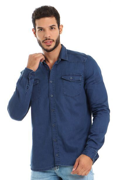 Joystaz Jeans Camiseta tipo camisa hombre manga larga , tipo denim , tono azul oscuro oferta