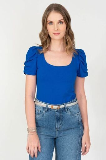 Unipunto Blusa manga globo-escote cuadrado oferta