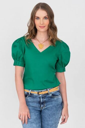Unipunto Blusa escote en v mangas con prenses oferta