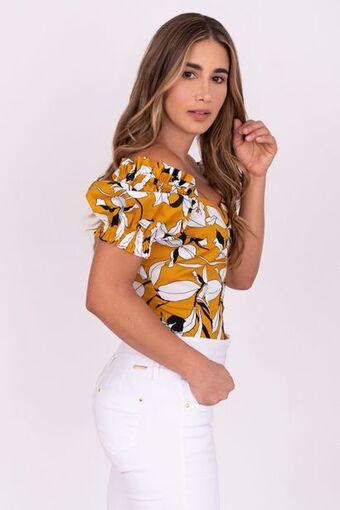 Unipunto Blusa "corse" manga globo cierre espalda oferta