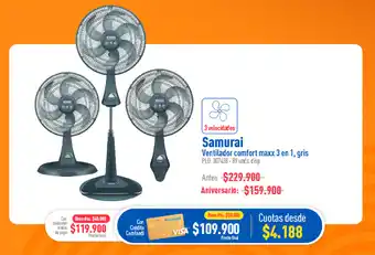 Samurai Ventilador Comfort Maxx 3 en 1, Gris