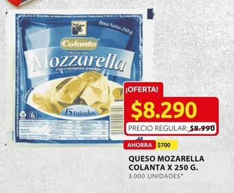 Ara Queso mozarella colanta x 250 g oferta