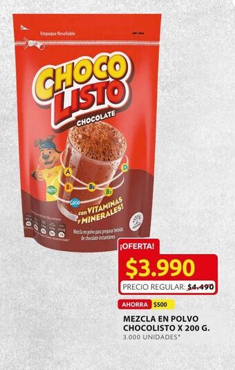 Ara Mezcla en polvo chocolisto x 200 g oferta