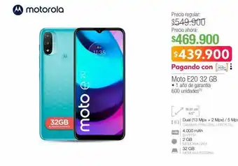 Jumbo Moto e20 32 gb oferta