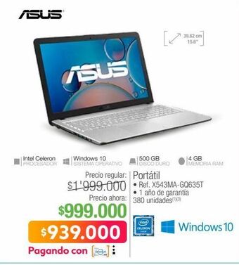 Jumbo Computador portátil asus oferta