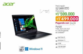 Jumbo Computador portátil acer oferta