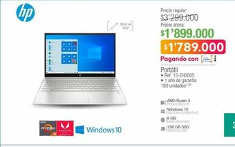 Jumbo Computador portátil hp oferta