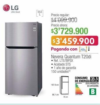 Jumbo Nevera quantum t20di lg oferta