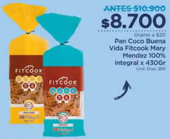 Pan Coco Buena Vida Fitcook Mary Mendez 100% Intergral 430gr