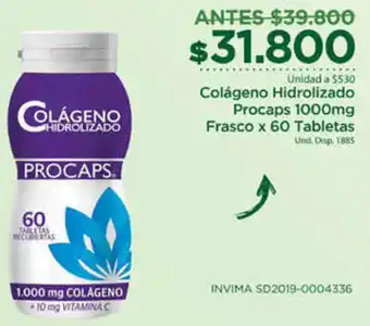 FarmaTodo Colágeno Hidrolizado Procaps 1000mg Frasco 60 Tabletas oferta