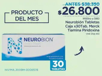 FarmaTodo Neurobión Tabletas Caja 30Tab. Merck Tiamina Piridoxina oferta