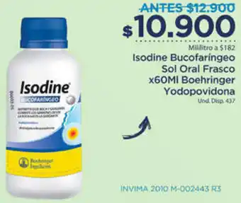 FarmaTodo Isodine Bucofaríngeo Sol Oral Frasco 60ml Boehringer Yodopovidona oferta