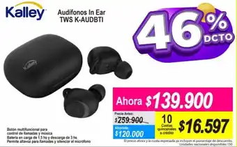 Alkomprar Kalley Audifonos In Ear TWS K-AUDBTI oferta