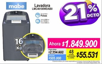 Alkomprar Mabe Lavadora LMC46100WDAB0 16kg oferta